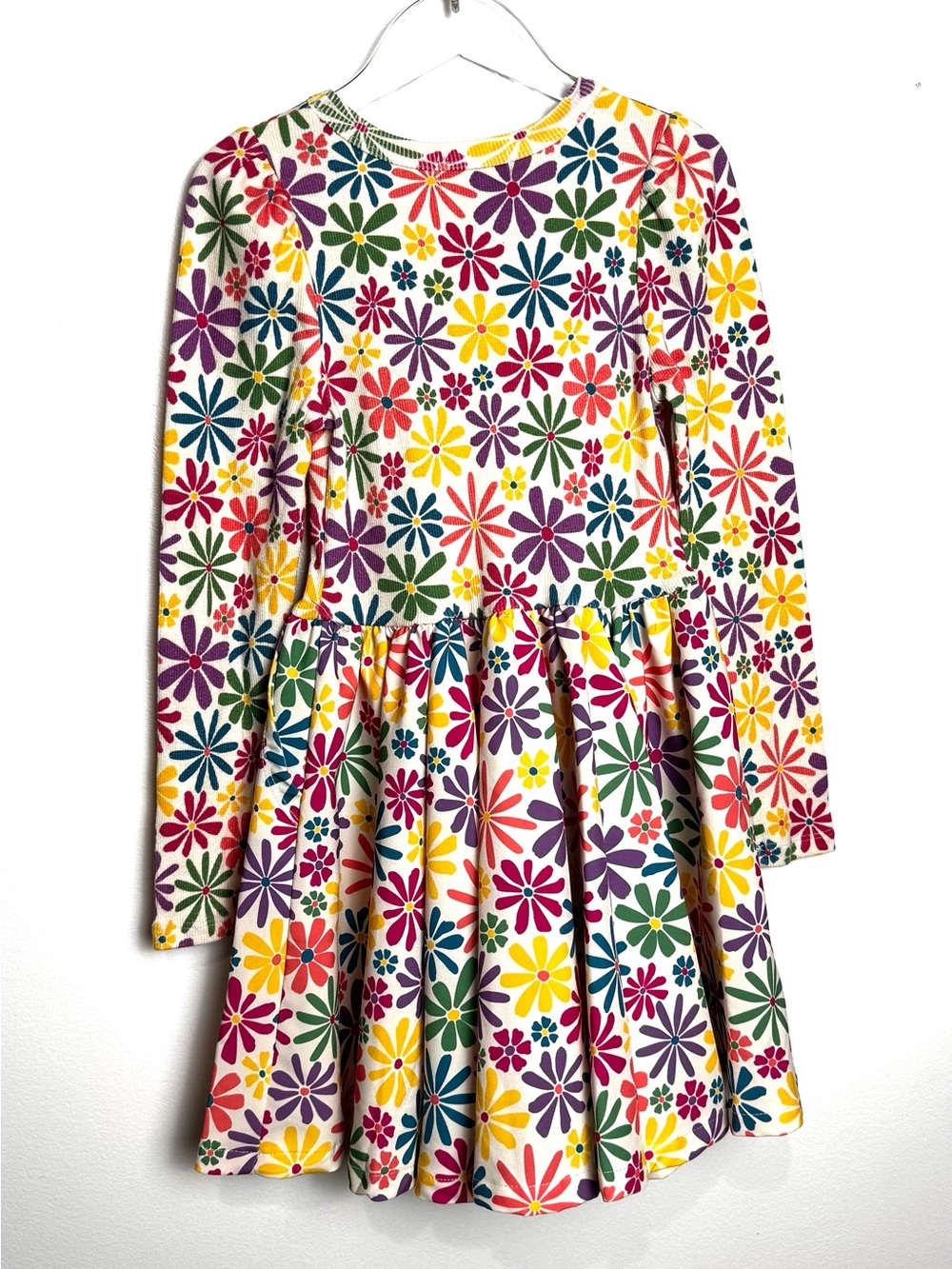Peek Rainbow Floral Twirl Dress - White, Yellow, Purple, Pink, Green, Blue - Picture 2 of 6